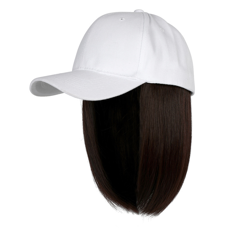 Gorra de béisbol blanca para mujer, pelo corto integrado, , gorra de peluca Bobble