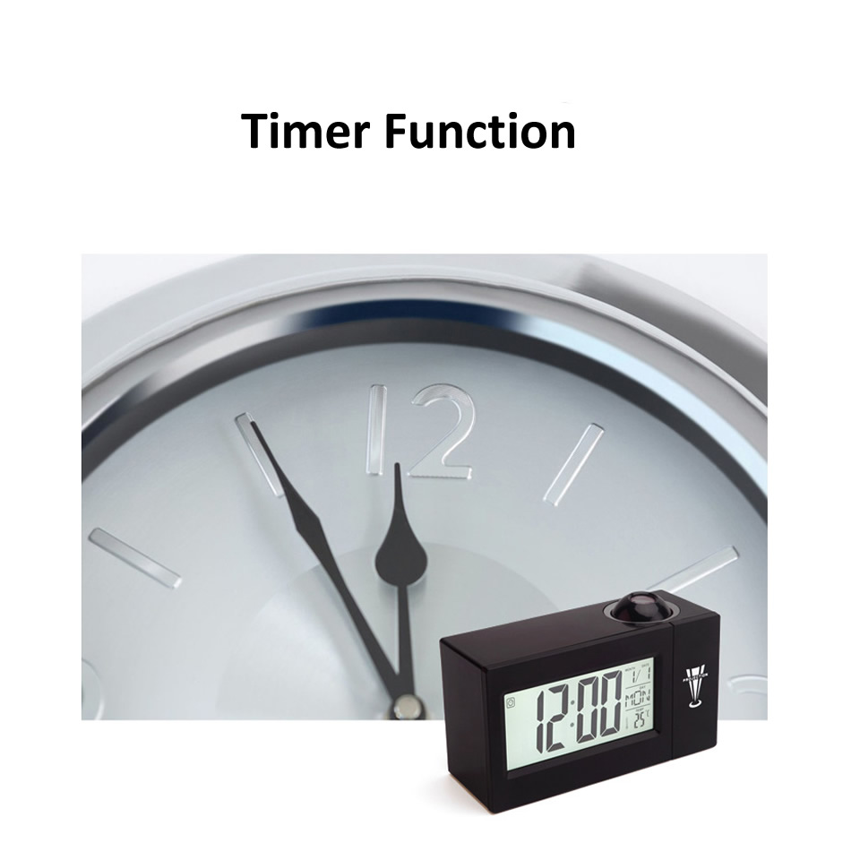 LED Digital Projection Alarm Clock Temperature Thermometer Desk Time Date Display Projector Calendar USB Powered Table Led Clock