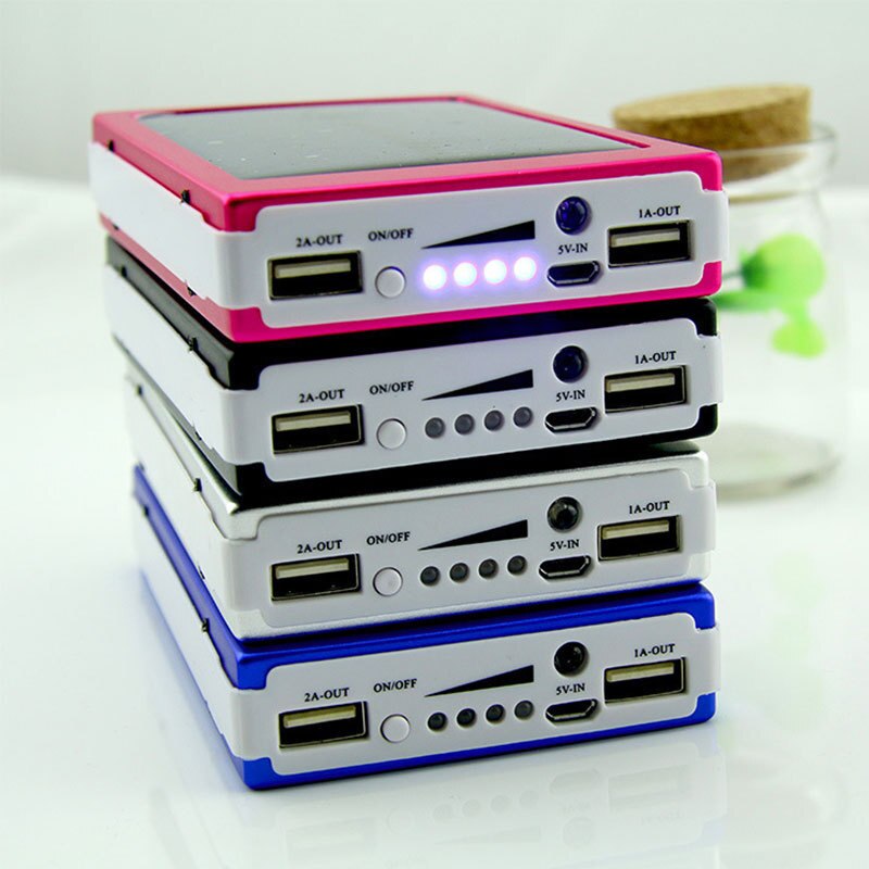 Banco de energía Solar para exteriores, batería de emergencia de 30000mAh, impermeable, doble salida USB, linterna de litio LED para teléfono inteligente: rosered