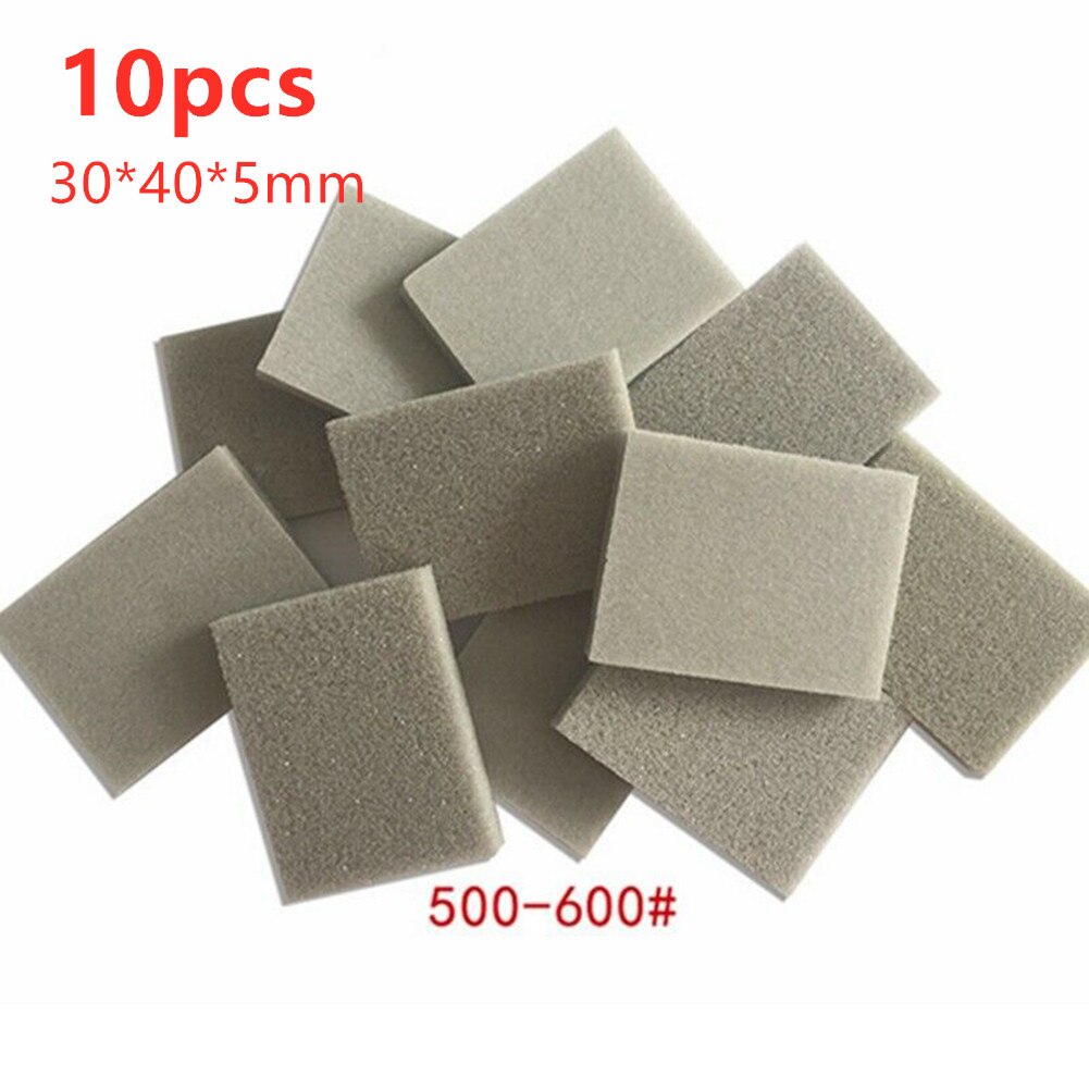 40 stk svamp sandpapir våt tørr polering sliping glassfiber plast støping vanntett slipeverktøy slipepapir svamp: 10 stk 500-600