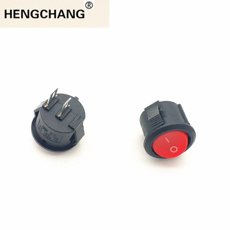Interrupteur à bascule interrupteur circulaire bouton rouge 6A 250 V panneau ouvertures 20mm bouton poussoir en plastique 2Pin pour batterie on off