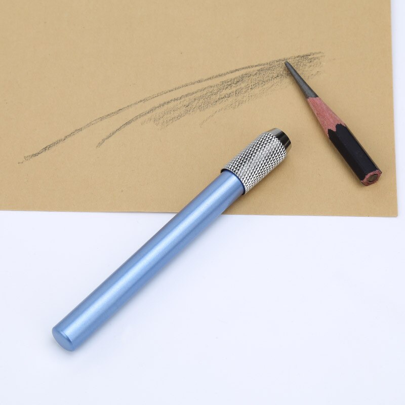 1 farve metal blyantforlænger enkelt hoved blyantforlænger stativ skitse tegning kunst skriveværktøj blyantstik forlængelsesstang: 1 blå