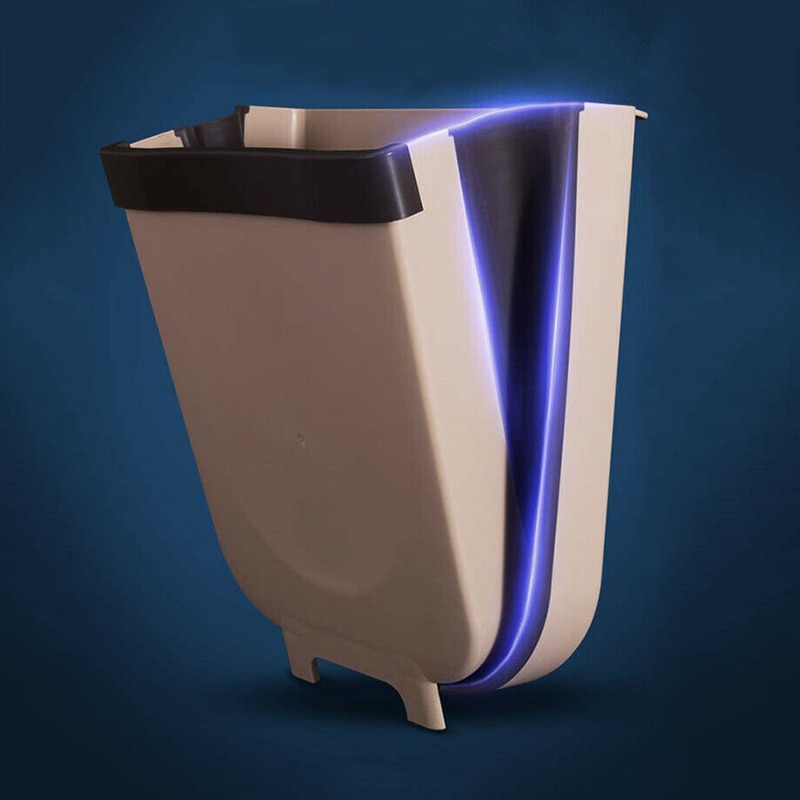 Folding Waste Bin Kitchen Cabinet Door Hanging Trash Car Garbage Can Home Room Garbage Hanging Toilet Retractable Basket