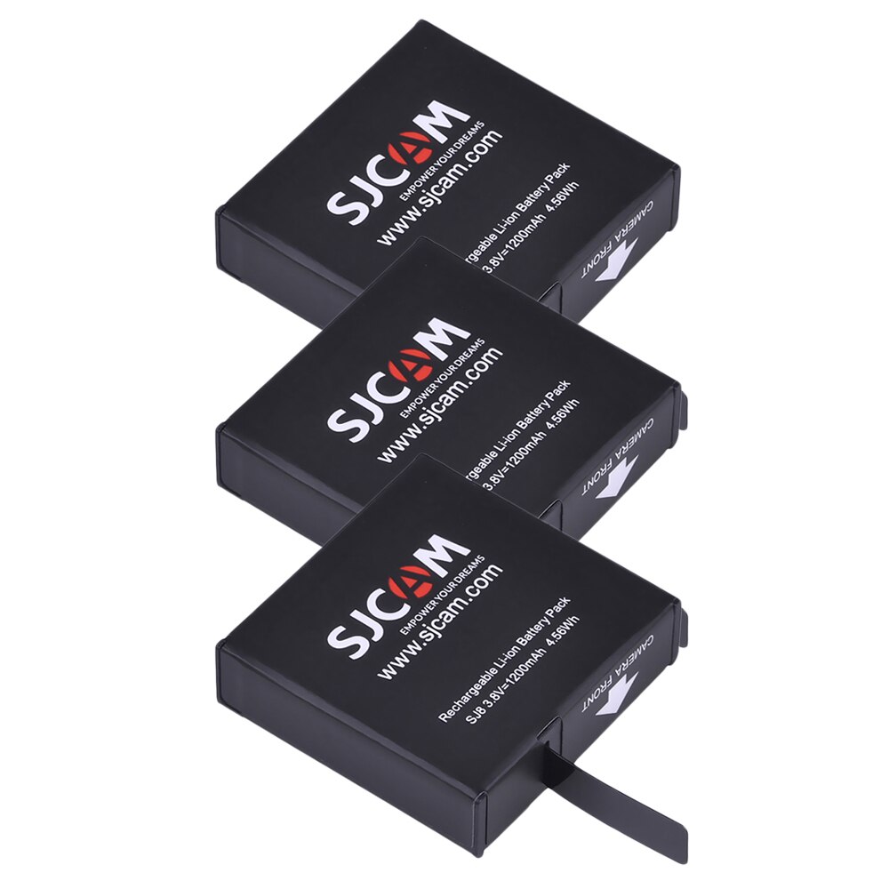 3 stk 1200 mah opprinnelig sjcam  sj8 batteri + ledet 3 spor usb lader til  sj8 pro pluss luft handling kamera