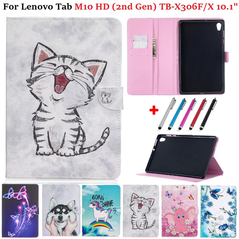 Talet-funda para Lenovo Tab M10 HD, TB-X306F, 10, 1, Kawaii, Cat Puppy, M10, M, 10, HD, 2. ª generación