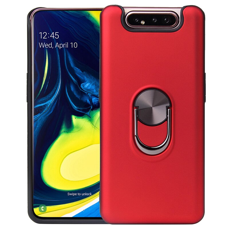 Luksusowe, odporne na wstrząsy etui na telefony do Samsung Galaxy A80 A90 5G przypadku palec pierścień powłoki tylna pokrywa magnes samochodowy wylot powietrza uchwyt Coque: for Samsung A80 / Red