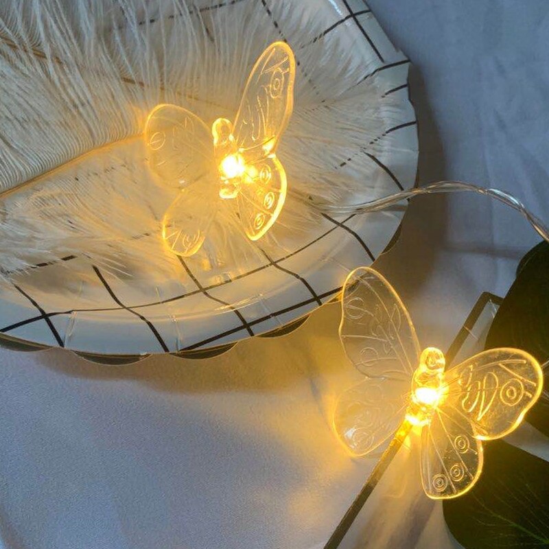 Butterfly Fairy String Light Battery Operated Xmas Party Decor Garden Party Christmas Fairy Light 10/ 20 LED Waterproof: warm light / 3m-20 leds-battery