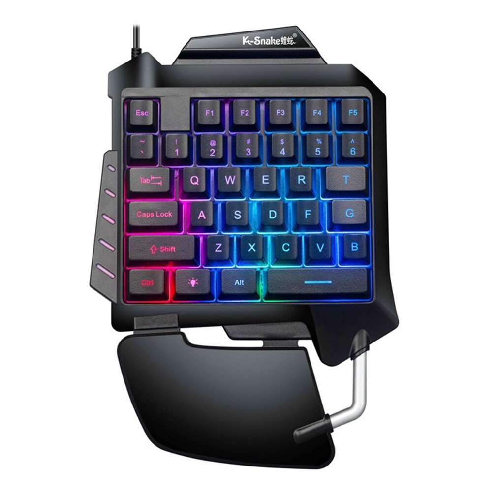 Een Hand Mechanische Gaming Toetsenbord Rgb Backlit Draagbare Mini 35KEY Gaming Toetsenbord Game Controller Voor Pc Voor PS4 Xbox Gamer: Default Title