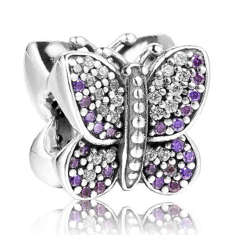 Sparkling Ball Butterfly Love Heart Bonds With Crystal Charm 925 Sterling Silver Beads Fit Bracelet Bangle DIY Jewelry: B21