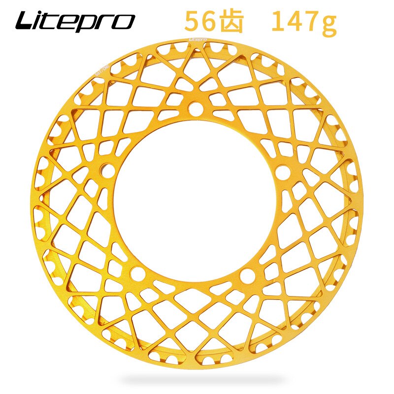 Litepro BMX Folding Bike BCD 130 Spider chainring Tray Chainwheel 53/56/58T Aluminum Alloy Crankset Chainring: 56T gold