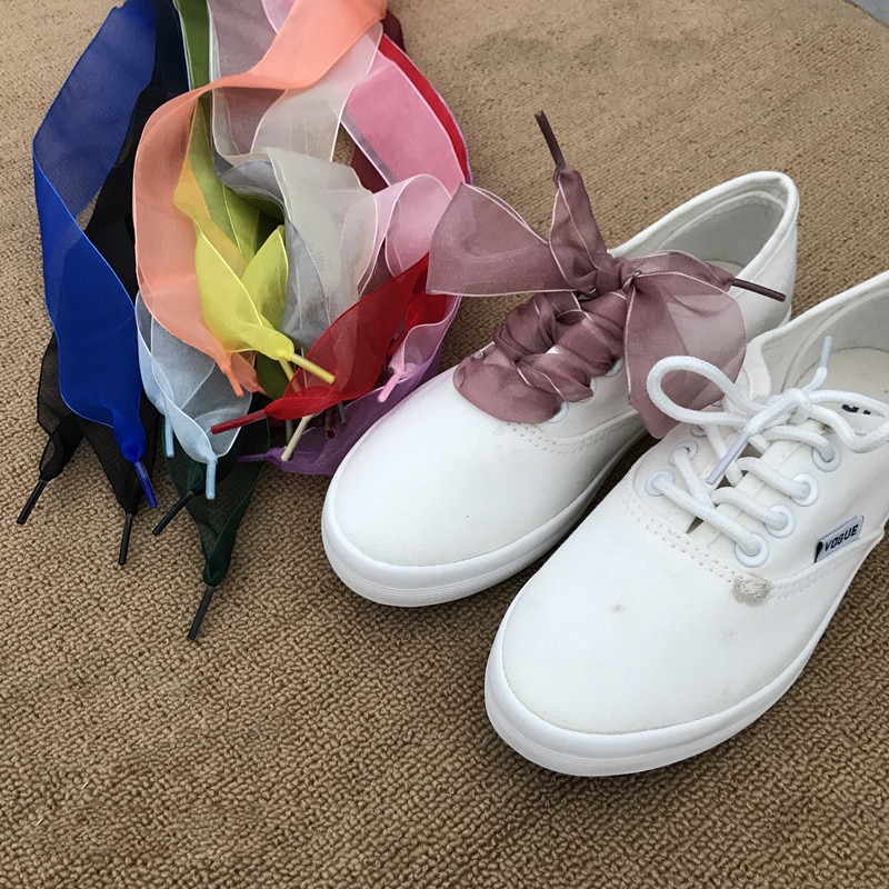 1 Paar 110Cm Mode Shoestrings Vrouwen Schoenveters Platte Zijde Satijn Lint Veters Sneakers Sport Schoenen Kant Boog