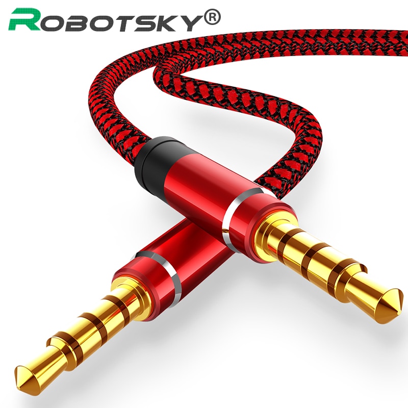 Robotsky 1.5M Jack 3.5Mm Audio Kabel Nylon Vlecht 3.5Mm Auto Aux Kabel Hoofdtelefoon Extension Code Voor Telefoon MP3 Auto Headset Speaker