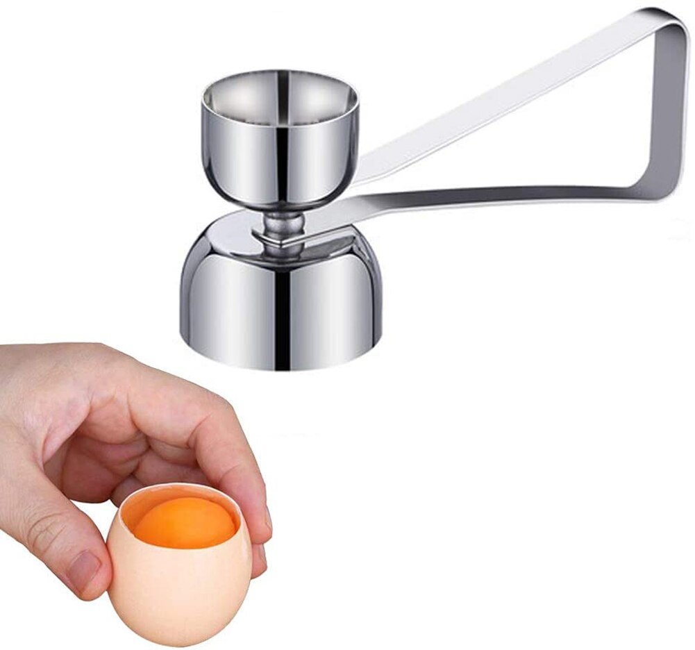 Coupe-œufs en acier inoxydable, ciseaux à œufs crus ouverts, outils de cuisine créatifs: Black
