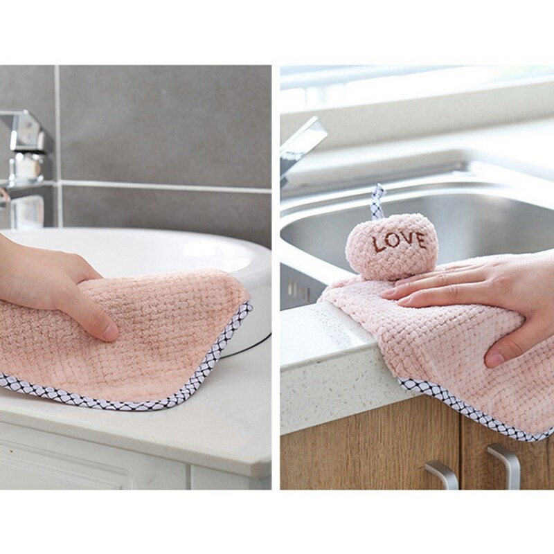Met Opknoping Touw Cartoon Liefde Verdikte Handdoek Waterabsorberend Dikker Doek Keuken Handdoeken Schotel Servies Schoonmaakdoekje