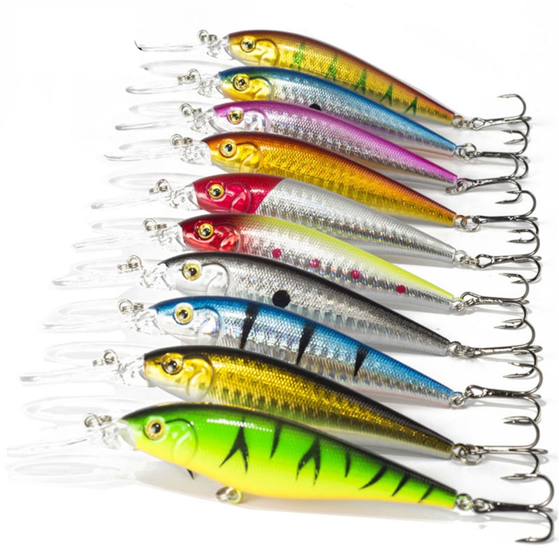 thumbnail image 2 of HENGJIA 10-Pack 8.8cm/9g Minnow Fishing Lures – Hard Crankbait For Bass, Trout, Pike 2 of 4