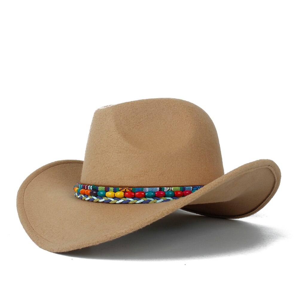 Barn ull ihålig western cowboyhatt roll-up brätte pojke flicka outblack sombrero hombre jazz keps storlek 52-54: Kaki