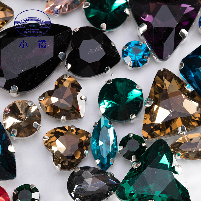 Decorative Flatback Glass Beads For Clothing Diy Loose Sew On Crystals Mixed Shape Garment beads With Claw 50PCS/PACK S056