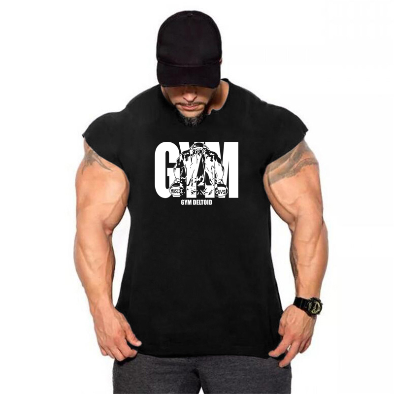Sommargymmärke för män, bodybuilding och fitness, stringer-linne, sportväst, muskel-ärmlös tröja, träningslinnen: L / Kaki