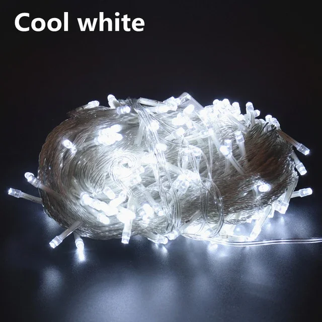 Luzes da corda do Natal para a decoração Home, guirlanda do feriado, tomada da UE, 8 modos, 110V, 220V, 10 m, 20 m, 30 m, 50 m, 100m: BRANCO / 6-10 W