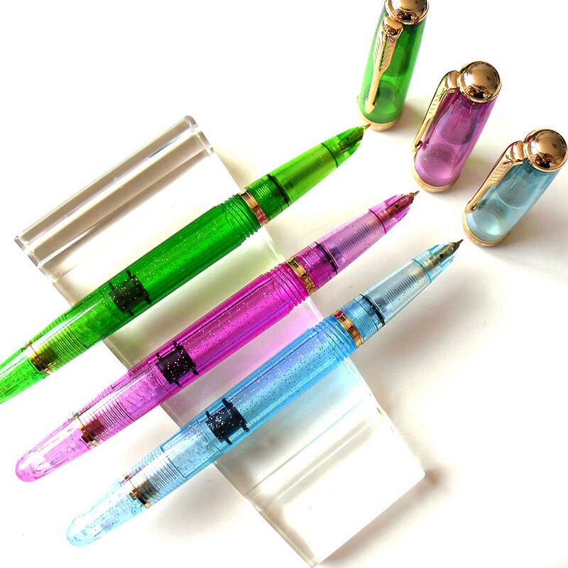 Wing Sung 618 Classic Fountain Pen Piston Transparent Authentic Iridium Fine 0.5mm Outstanding Ink Pen Writing Set