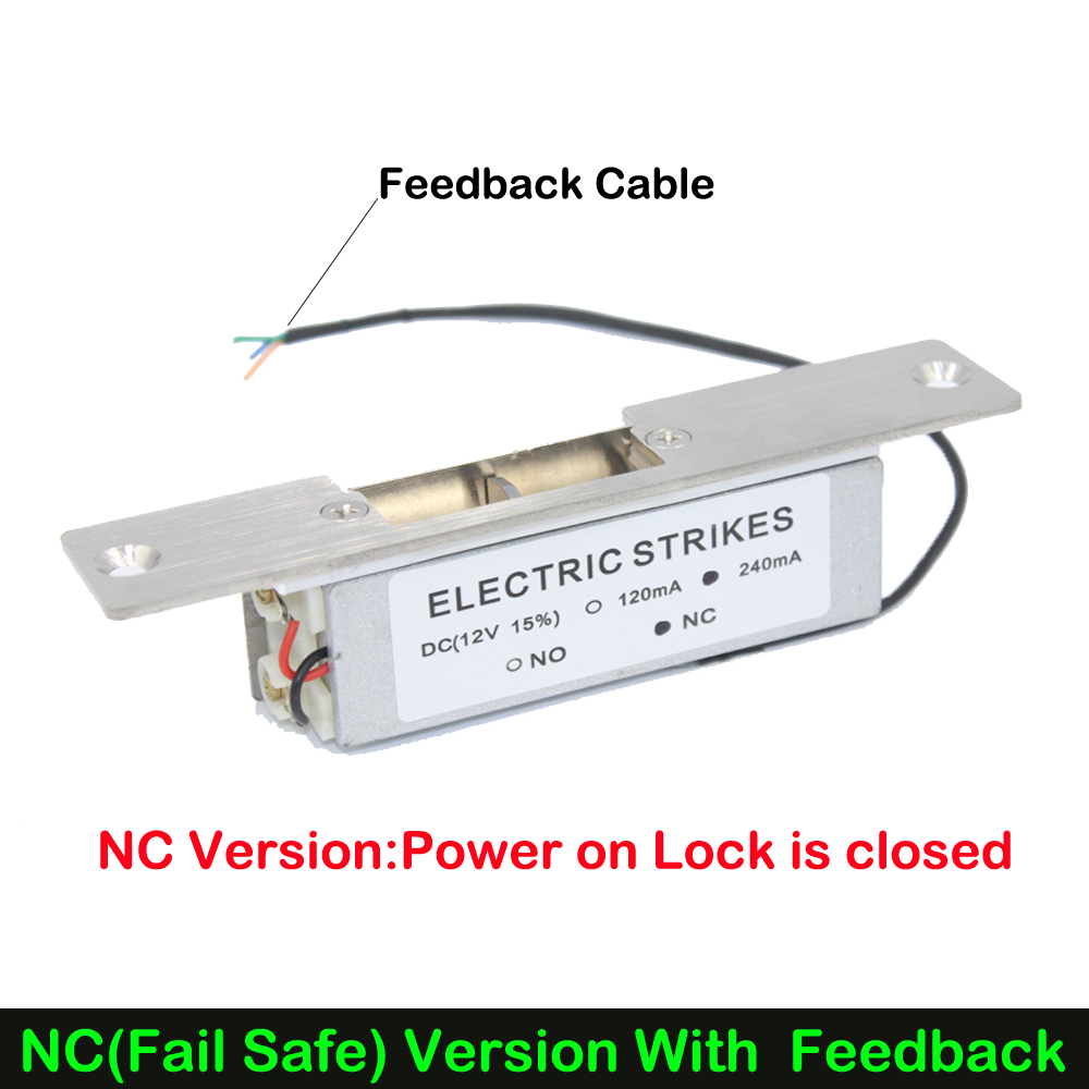 Stainless Steel 12V Electric Strike Lock Electronic Door Access Control Lock Fail Safe Fail Secure Electric Lock Electronic Bolt: Fail safe Feedback