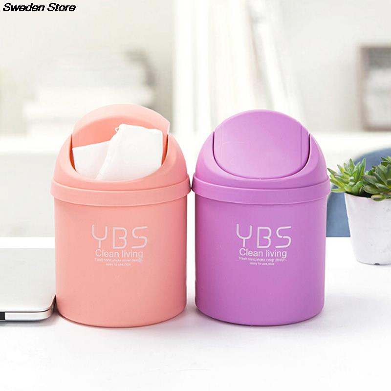 1PC Cute Mini Desktop Cleaning Barrel Small Desk Organizer Storage Dustbins Desktop Storage Box Waste Container