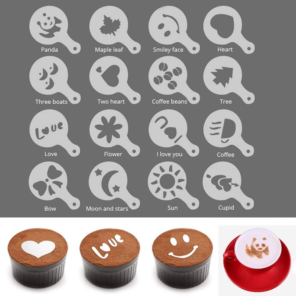 YAJIAO Rechargeable Milk Frother Handheld Electric Foam Maker Stainless Whisk 3 Speed for Coffee Latte with 16 Pcs Art Stencils