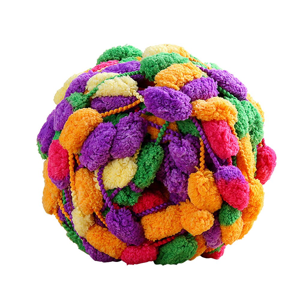 Tjock ull stor mjuk regnbåge pom pom garn handstickning virkgarn diy filt kudde färgglad pumpong tråd 135g: Gul