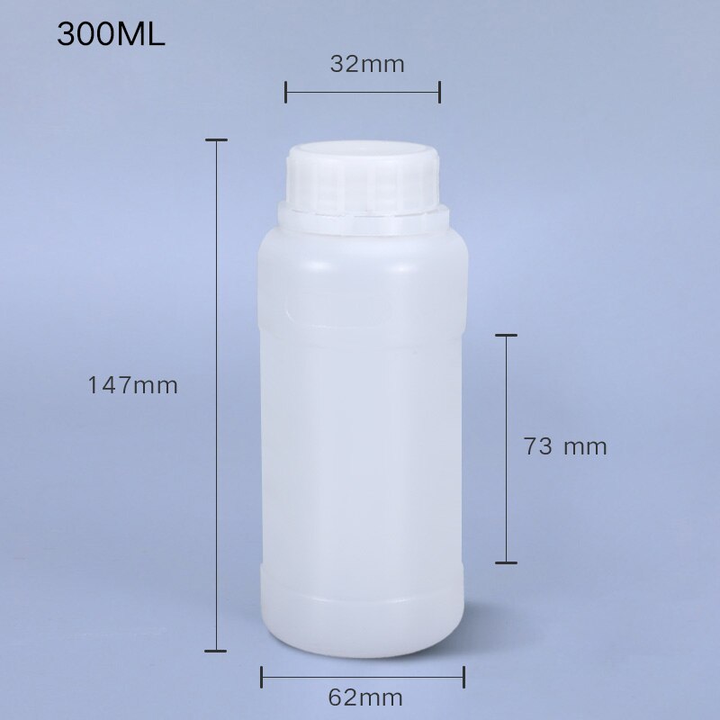 Round Plastic bottle with Lid Empty storage container for Disinfection Alcohol Food Grade HDPE material 1PCS: 300ml translucent
