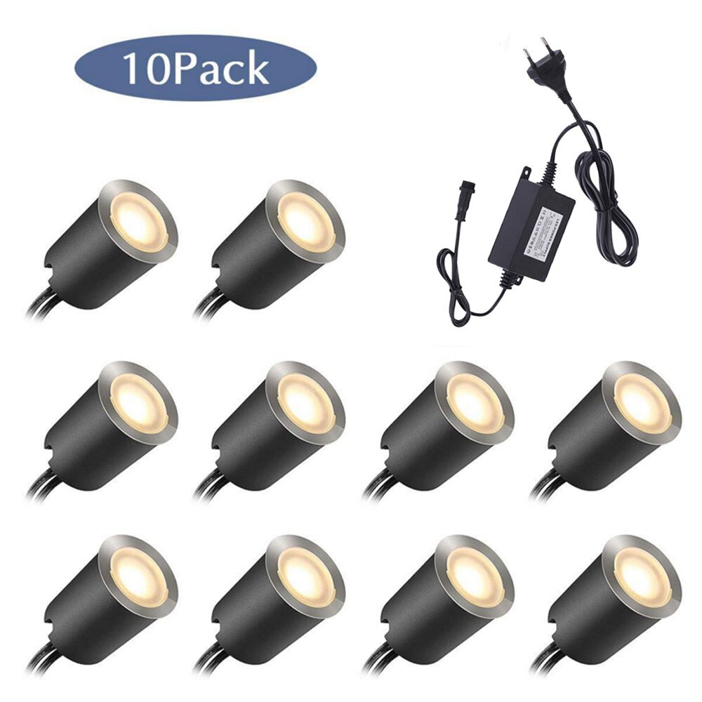 12V LED Deck Licht Wasserdichte IP67 Unterirdischen Lampe 32mm 0,6 W/stück Landschaft Garten Einbau LED Deck beleuchtung Treppen Scheinwerfer: 10Stck EU / warm Weiß