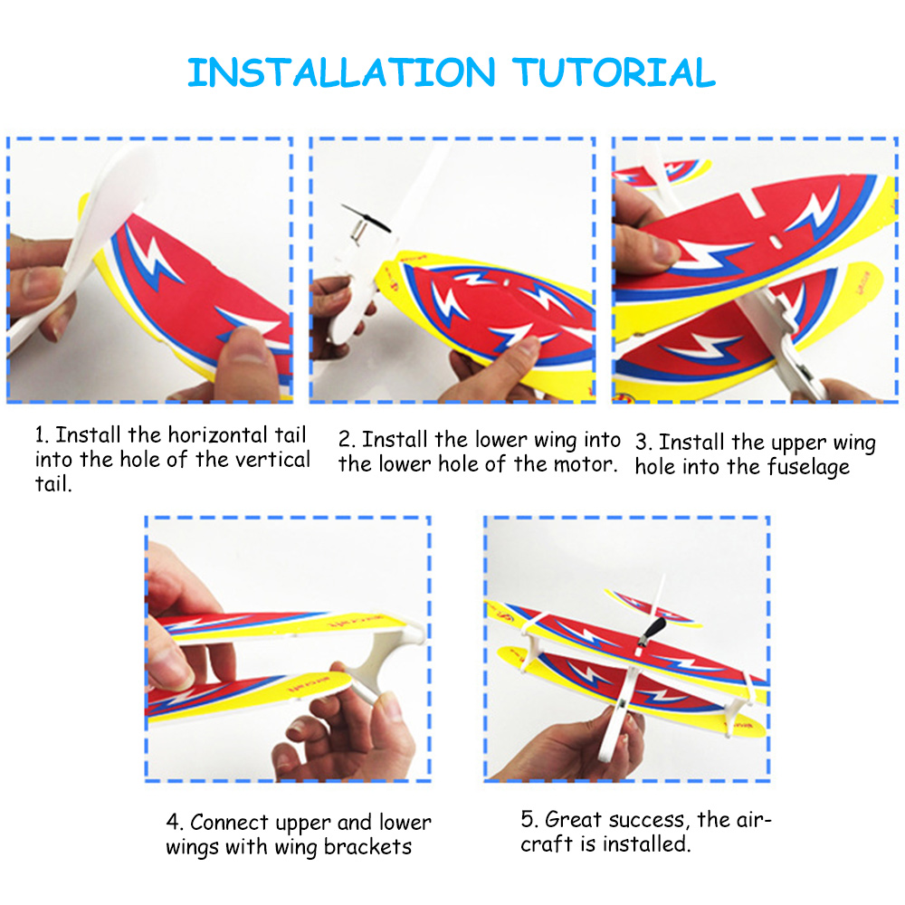 Diy Tweedekker Glider Foam Usb Hand Gooien Fly Vliegtuig Oplaadbare Elektrische Vliegtuigen Model Educatief Speelgoed Voor Kinderen