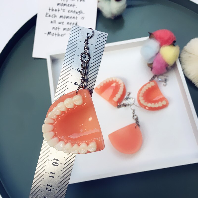 Funny Cool Punk Exaggerated False Tooth Earrings for Women Trendy Individualized Dangle Earrings Jewelry Female