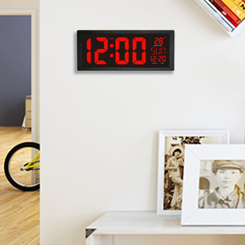 Electronic LED Wall Clock Large Screen Clocks With Calendar Thermometer Week Electronic Digital Wall Desk Clock for Home Decor