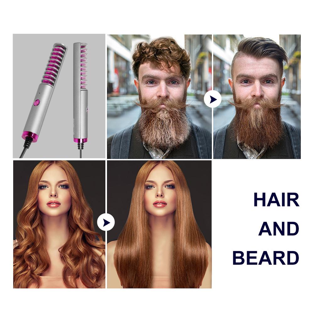 Mini Portable Hair Straightener Styler Brush Straight Hair Comb Brush Beard Electric Straightening Comb Hair Care Machine