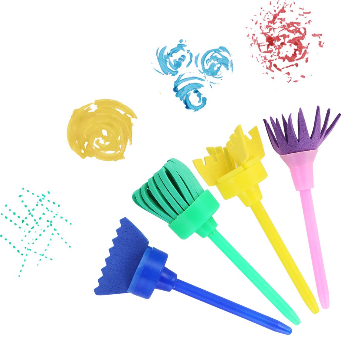 42pcs/Set Kids Sponge Roller Painting Brush Child Flower Painting Brushes Early Learning Drawing Set With Combination Pattern