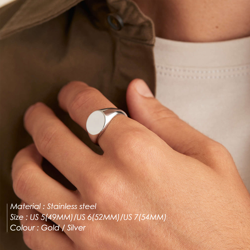 EManco Anillo redondo minimalista de acero inoxidable estilo punk Anillos de mujer chapados en oro para fiestas y festivales