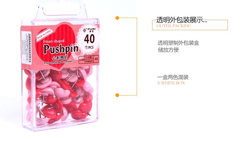 FUNI Super Roze hartvormige Fotowand Decoratieve Pushpins 40/Doos