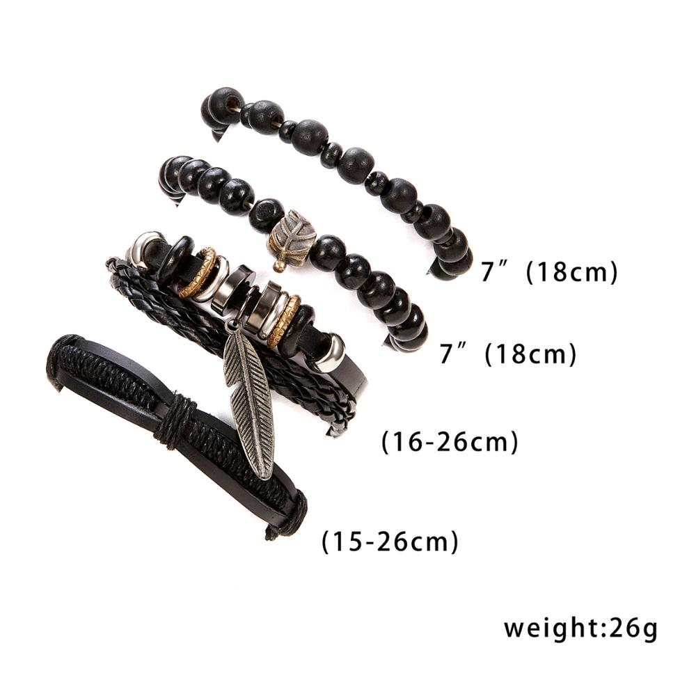 RINHOO skórzane bransoletki Vintage dla mężczyzn bohema wielowarstwowa koraliki Wrap Punk Rope biżuteria prezent na walentynki bransoletki bransoletki: BR18Y0480
