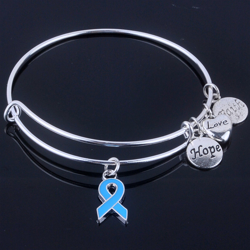 Importa para el cáncer de mama Rosa pulseras con cintas espero Love Faith encantos pulsera brazaletes ajustables para joyería B008: 2