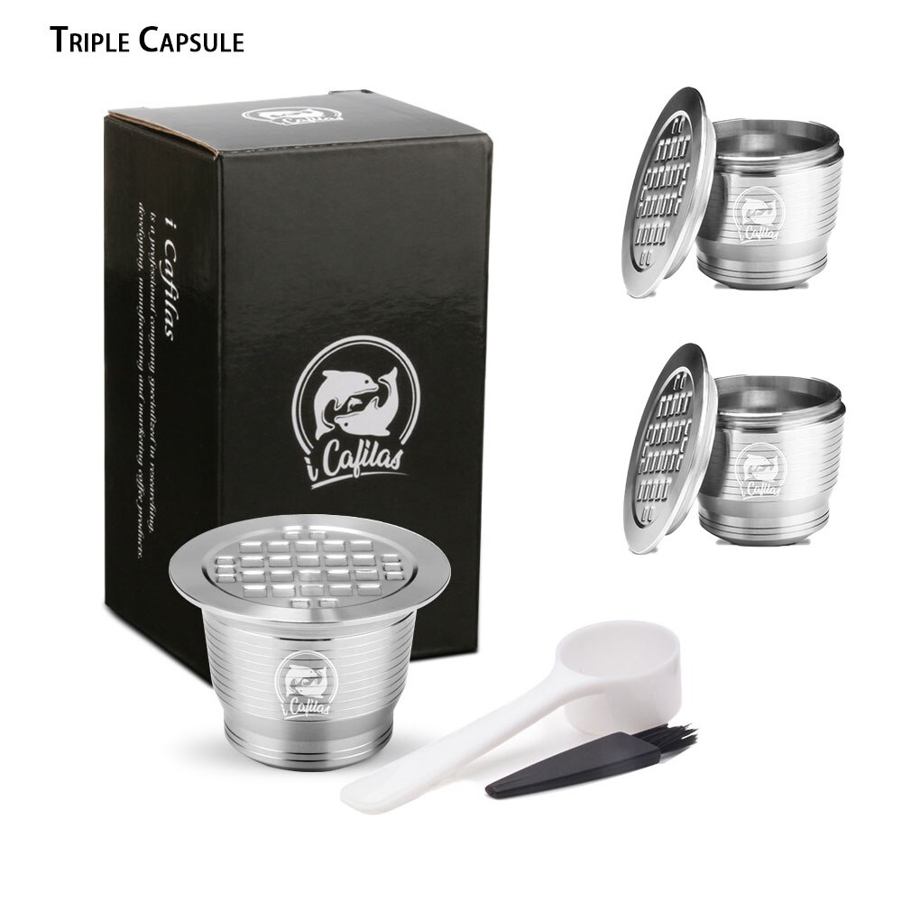 Refill nespresso kapsel med gjenbrukbar bruk påfyllbar kapsel crema espresso gjenbrukbart etterfyllbart kaffefilter: 3 kapsler
