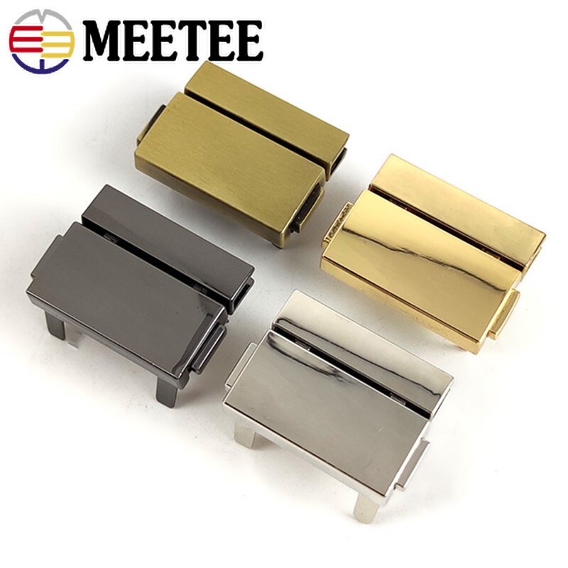 2/4pcs Meetee 38x29mm Rectangular Metal Press Push Locks Women Bag Spring Lock Snap Decorative Clasps Closure DIY Accessories