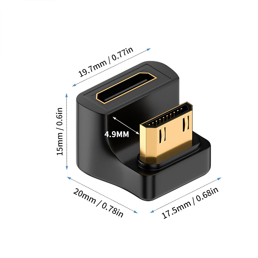 Adaptadores compatibles con HDMI en forma de U UHD 8K, convertidor extensor Mini-HD a HD de ángulo arriba y abajo para Monitor, tableta, videocámara y portátil: Castaño / 2 m