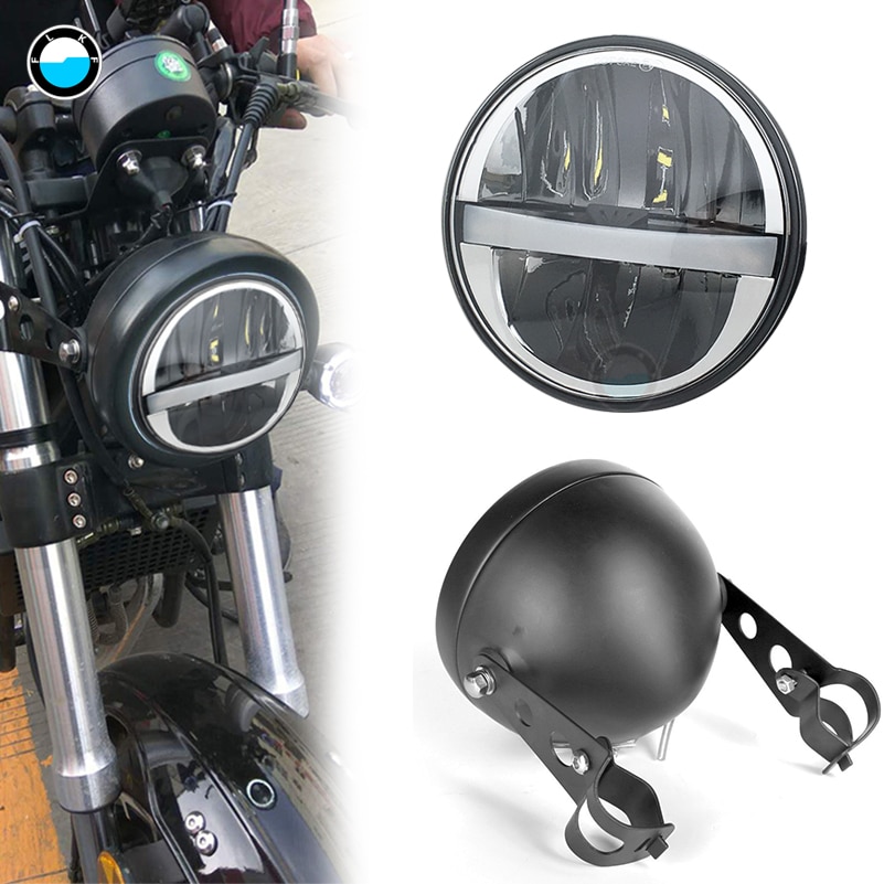 5-3/4"Inch LED Light Bulbs H/L Projection Headlight With 5.75 Inch Headlight Bucket shell For motorcycle Sportster XL 883