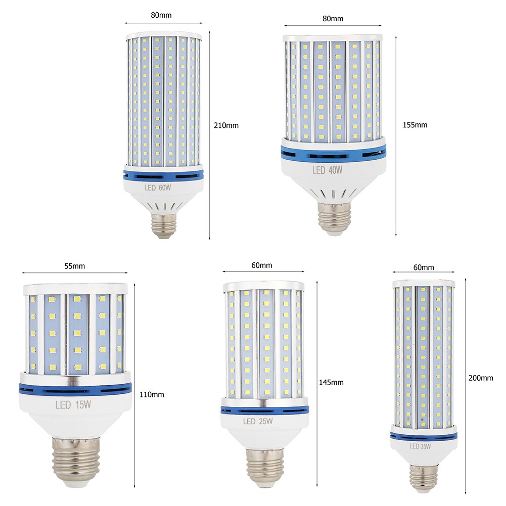 LED High Power Bulb E26/E27 Corn Light Aluminum Chandelier White Light Energy Saving Light Bulb for Home Living Room Bedroom
