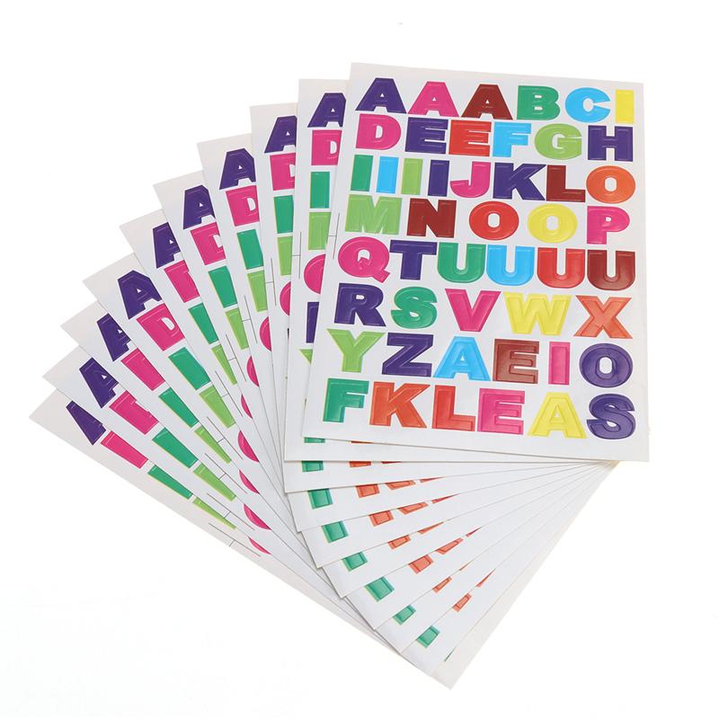 10 Sheet Colorful Letter Stickers Alphabet Stickers DIT Card stock Stickers A to Z
