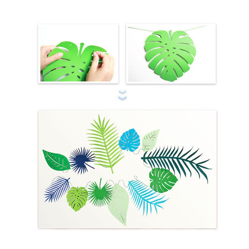 3M Coconut Leaves Flower Garland Flamingo Paper Banner for Hawaiian Tropical Party Wedding Hanging Decor Baby Shower Supplies 7z