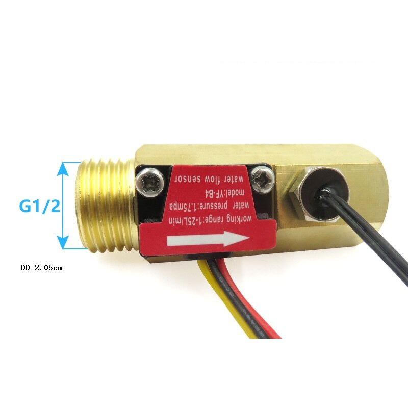 Brass water Hall flow sensor 1/2" YF-B4 NTC rate temperature measurement METER