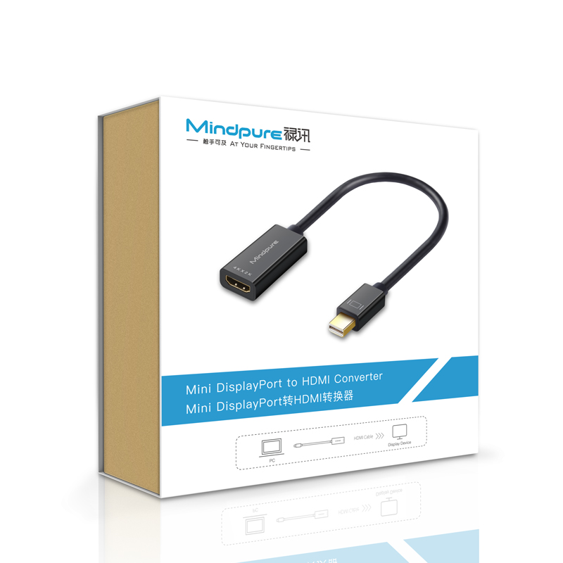 Mindpure Mini DisplayPort na HDMI Adapter 4K 1080P Thunderbolt 2 męski na żeński konwerter kablowy dla MacBook Air Surface Pro