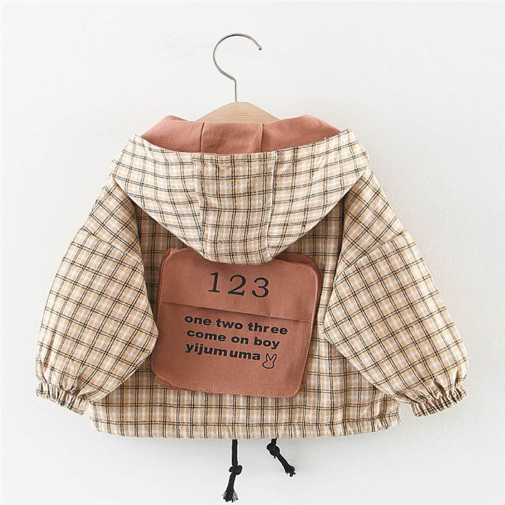 Koreaanse Kinderkleding Pure Kleur Digitale Pocket Geruite Jas Herfst Kid 'S Jas Jongen Meisje Bovenkleding