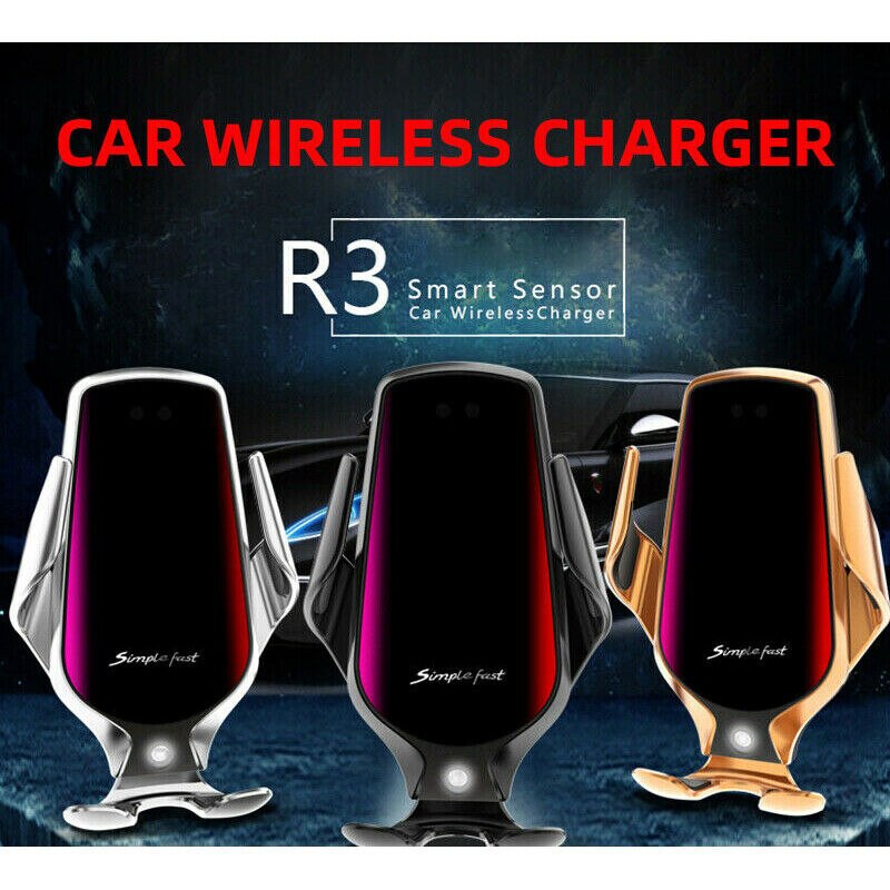 R3 Wireless Charger Automatic Clamping Smart Sensor QI Induction Car Phone Mount Holder Rack For iP X XS Sam 1+